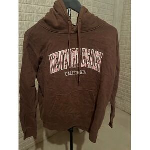 Newport Beach California Brown Hoodie‎ Pullover Activewear Comfy Graphic Large